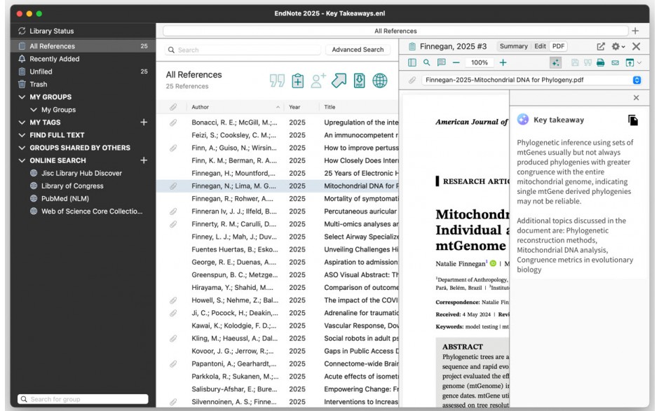 EndNote 2025 AI Key Takeaways