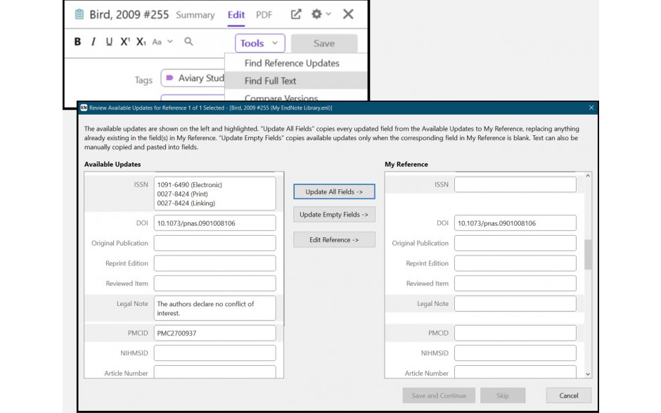 EndNote 2025 Find Reference Updates and Find Full-Text